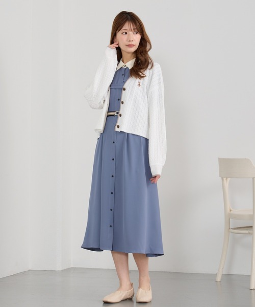 NICOLE CLUB（ニコル　クラブ）の「ラインケーブルカーディガン（カーディガン/ボレロ・レディース・グリーン/ラベンダー/オフホワイト/ネイビー・FREE）」の17枚目の写真