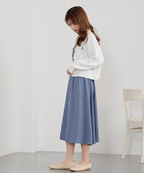 NICOLE CLUB（ニコル　クラブ）の「ラインケーブルカーディガン（カーディガン/ボレロ・レディース・グリーン/ラベンダー/オフホワイト/ネイビー・FREE）」の18枚目の写真