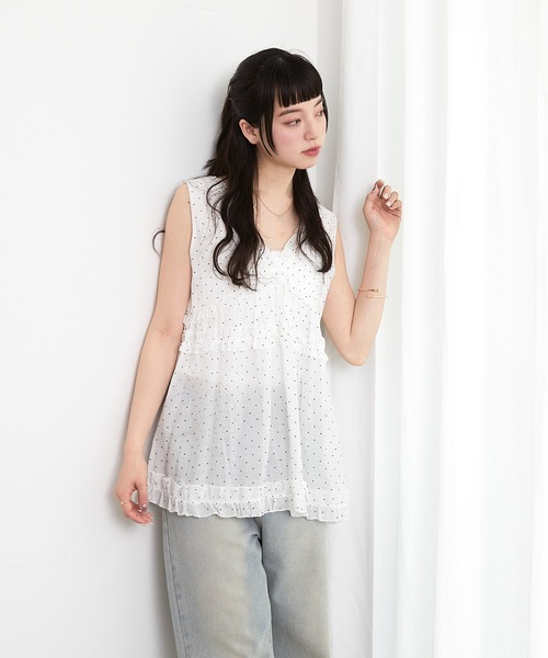 tobechicドット後ろ身頃がリボンで可愛いチュニック ★size42★ tobechicドット後ろ身頃がリボンで可愛いチュニック ☆size42