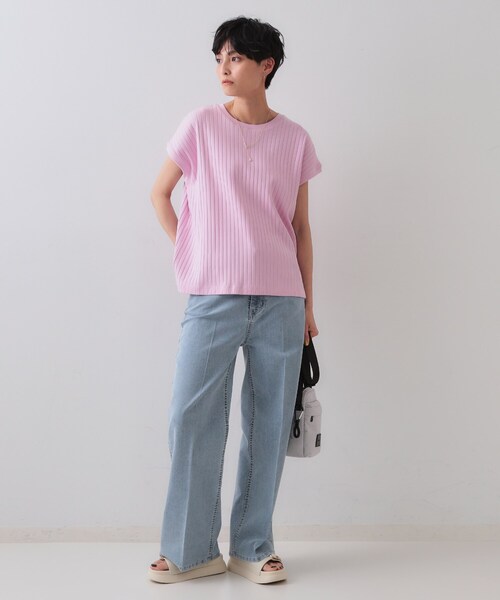OPAQUE.CLIP(オペークドットクリップ)の「◆ワイドリブフレンチTシャツ【洗濯機洗い可】(Tシャツ/カットソー・レディース・ダークブラウン/ホワイト/ベビーピンク・40/38/42)」の13枚目の写真