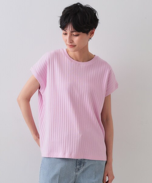 OPAQUE.CLIP(オペークドットクリップ)の「◆ワイドリブフレンチTシャツ【洗濯機洗い可】(Tシャツ/カットソー・レディース・ダークブラウン/ホワイト/ベビーピンク・40/38/42)」の16枚目の写真