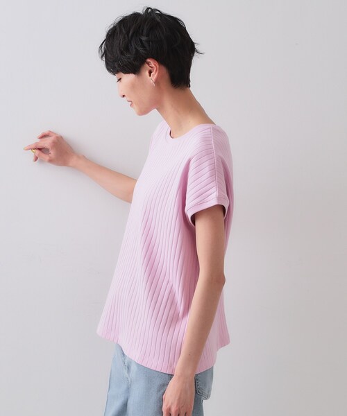 OPAQUE.CLIP(オペークドットクリップ)の「◆ワイドリブフレンチTシャツ【洗濯機洗い可】(Tシャツ/カットソー・レディース・ダークブラウン/ホワイト/ベビーピンク・40/38/42)」の17枚目の写真