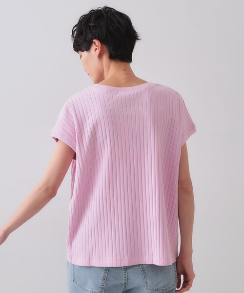 OPAQUE.CLIP(オペークドットクリップ)の「◆ワイドリブフレンチTシャツ【洗濯機洗い可】(Tシャツ/カットソー・レディース・ダークブラウン/ホワイト/ベビーピンク・40/38/42)」の18枚目の写真