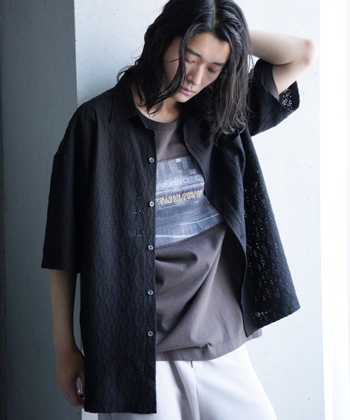 RATTLE TRAP(ラトルトラップ)の「レースシアールーズ半袖シャツ(シャツ/ブラウス・メンズ・ベージュ/ブラック・S/M/L/LL)」の2枚目の写真