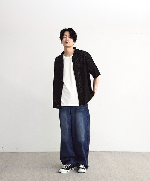 RATTLE TRAP(ラトルトラップ)の「レースシアールーズ半袖シャツ(シャツ/ブラウス・メンズ・ベージュ/ブラック・S/M/L/LL)」の3枚目の写真