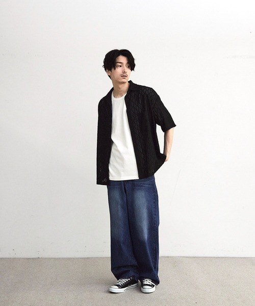 RATTLE TRAP(ラトルトラップ)の「レースシアールーズ半袖シャツ(シャツ/ブラウス・メンズ・ベージュ/ブラック・S/M/L/LL)」の4枚目の写真