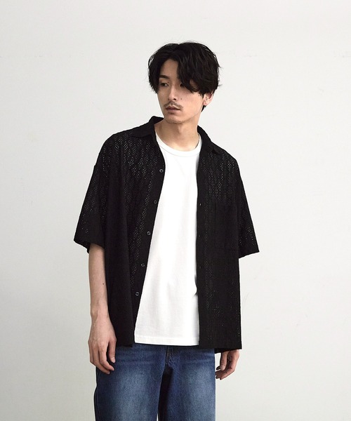 RATTLE TRAP(ラトルトラップ)の「レースシアールーズ半袖シャツ(シャツ/ブラウス・メンズ・ベージュ/ブラック・S/M/L/LL)」の15枚目の写真