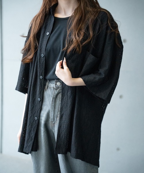 RATTLE TRAP(ラトルトラップ)の「レースシアールーズ半袖シャツ(シャツ/ブラウス・メンズ・ベージュ/ブラック・S/M/L/LL)」の14枚目の写真