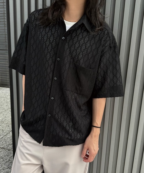 RATTLE TRAP(ラトルトラップ)の「レースシアールーズ半袖シャツ(シャツ/ブラウス・メンズ・ベージュ/ブラック・S/M/L/LL)」の16枚目の写真