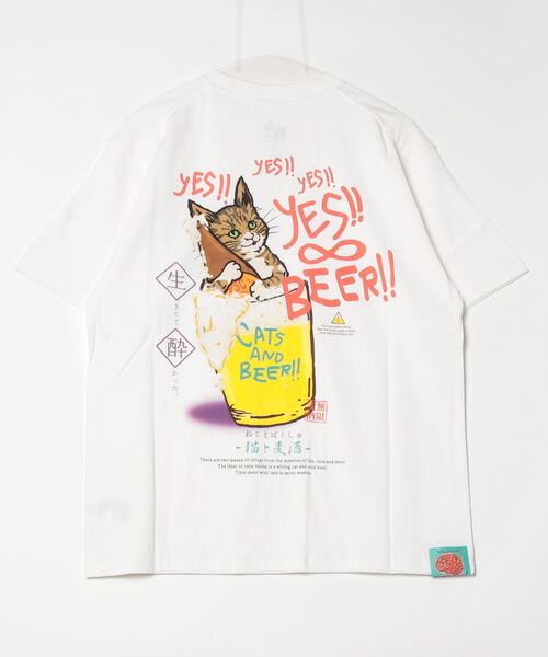 go slow caravan(ゴースローキャラバン)の「go slow caravan/ゴースローキャラバン RAY綿 猫と麦酒TEE(Tシャツ/カットソー・メンズ・D/A/C/B・MEDIUM/LARGE)」の2枚目の写真