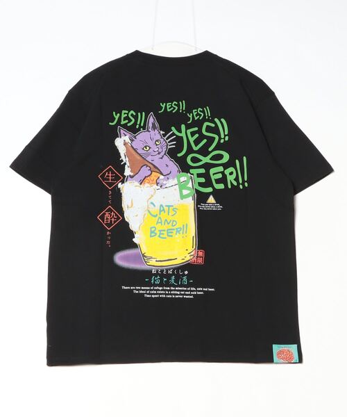 go slow caravan(ゴースローキャラバン)の「go slow caravan/ゴースローキャラバン RAY綿 猫と麦酒TEE(Tシャツ/カットソー・メンズ・D/A/C/B・MEDIUM/LARGE)」の3枚目の写真