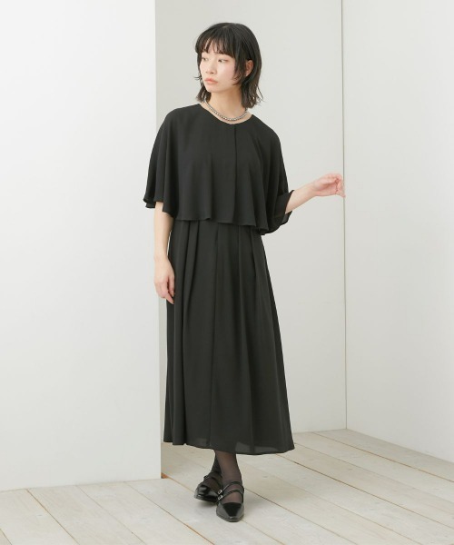 Neina(ネイナ)の「【喪服・礼服】日本製生地使用 洗える防しわ前開きケープ風ワンピース<大きいサイズ有>〔Neina〕(スーツセット・レディース・ブラック・M/L/LL/3L/4L/5L)」の11枚目の写真