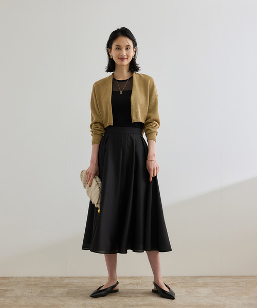 ROPE'（ロペ）の「ホールガーメント ボレロニットカーディガン（ニット/セーター・レディース・キャメル/ブラック・FREE）」の3枚目の写真