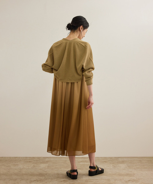 ROPE'（ロペ）の「ホールガーメント ボレロニットカーディガン（ニット/セーター・レディース・キャメル/ブラック・FREE）」の7枚目の写真