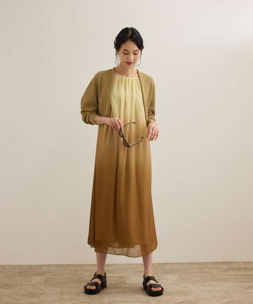 ROPE'（ロペ）の「ホールガーメント ボレロニットカーディガン（ニット/セーター・レディース・キャメル/ブラック・FREE）」の8枚目の写真