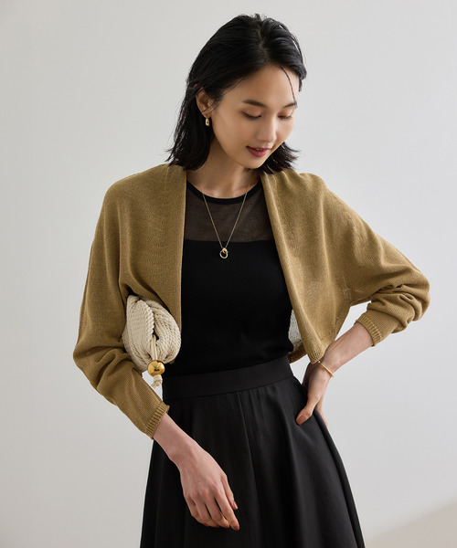 ROPE'（ロペ）の「ホールガーメント ボレロニットカーディガン（ニット/セーター・レディース・キャメル/ブラック・FREE）」の10枚目の写真