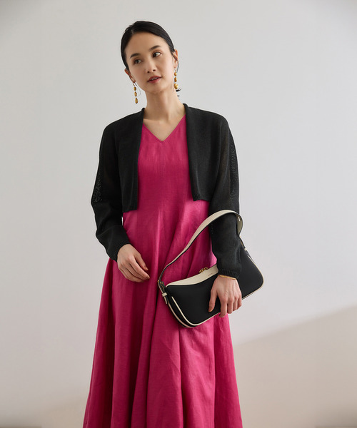 ROPE'（ロペ）の「ホールガーメント ボレロニットカーディガン（ニット/セーター・レディース・キャメル/ブラック・FREE）」の14枚目の写真