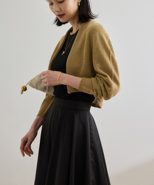 ROPE'（ロペ）の「ホールガーメント ボレロニットカーディガン（ニット/セーター・レディース・キャメル/ブラック・FREE）」の15枚目の写真