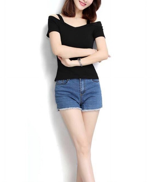 Lace Ladies（レースレディース）の「オフショル ストラップ付き 半袖 Vネック カットソー（Tシャツ/カットソー・レディース・ブラック/ホワイト・XL/M）」の6枚目の写真