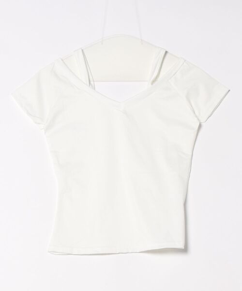 Lace Ladies（レースレディース）の「オフショル ストラップ付き 半袖 Vネック カットソー（Tシャツ/カットソー・レディース・ブラック/ホワイト・XL/M）」の7枚目の写真