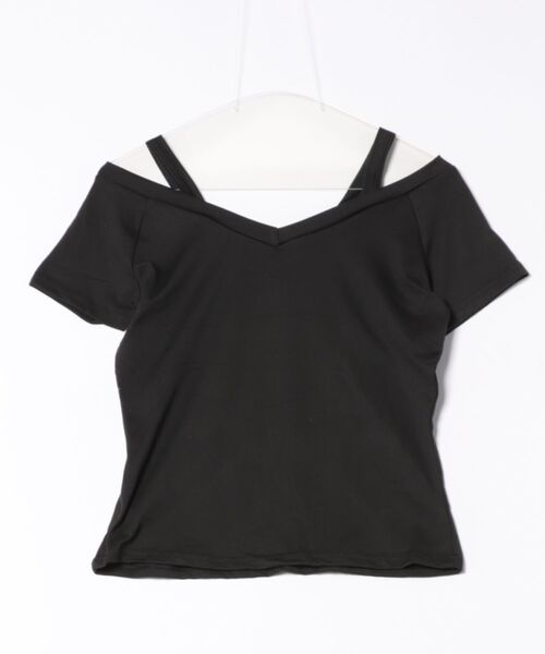 Lace Ladies（レースレディース）の「オフショル ストラップ付き 半袖 Vネック カットソー（Tシャツ/カットソー・レディース・ブラック/ホワイト・XL/M）」の8枚目の写真