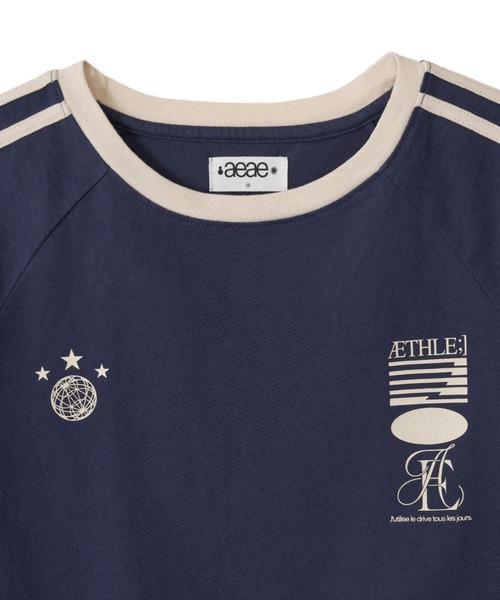 aeae(エーイーエーイー)の「ATHLETE STRIPE HALF T-SHIRTS(Tシャツ/カットソー・レディース・スカイブルー/ネイビー・FREE)」の4枚目の写真