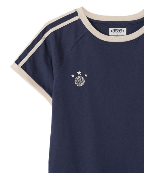 aeae(エーイーエーイー)の「ATHLETE STRIPE HALF T-SHIRTS(Tシャツ/カットソー・レディース・スカイブルー/ネイビー・FREE)」の5枚目の写真