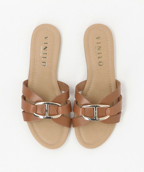 EMMEL REFINES(エメルリファインズ)の「<VINILO>メタルクロス フラットサンダル< Select by EMMEL REFINES >(サンダル・レディース・ブラック/ブラウン系・38/37/36/35)」の4枚目の写真