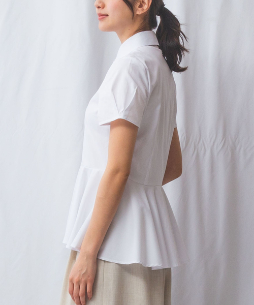 NARACAMICIE(ナラカミーチェ)の「【NARACAMICIE】オックスフォードペプラム半袖ブラウス(シャツ/ブラウス・レディース・ホワイト/レッド/ブルー・M/L/XL)」の9枚目の写真