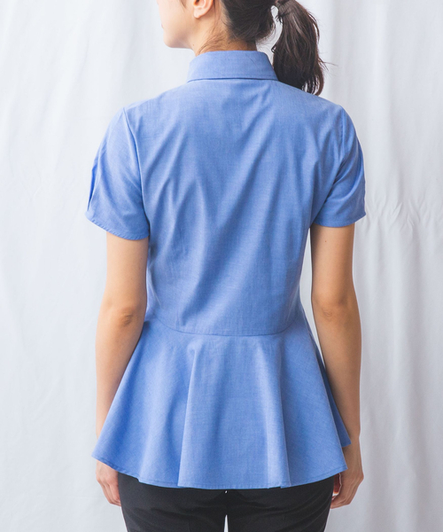 NARACAMICIE(ナラカミーチェ)の「【NARACAMICIE】オックスフォードペプラム半袖ブラウス(シャツ/ブラウス・レディース・ホワイト/レッド/ブルー・M/L/XL)」の18枚目の写真