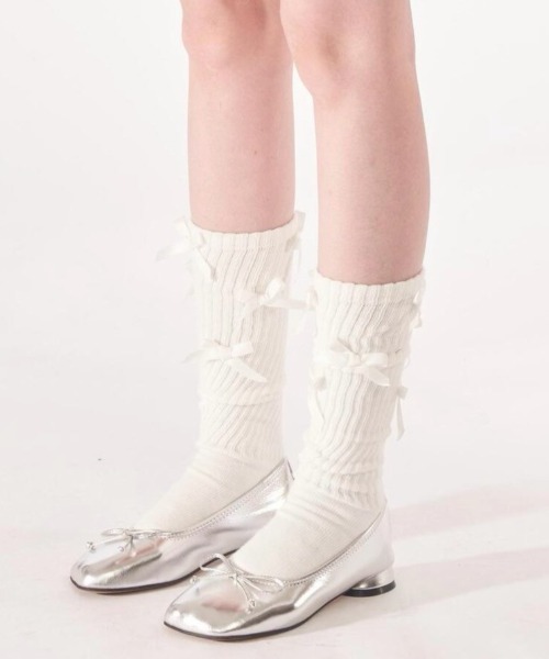 ☆【ODD ONE OUT】☆Summer tied ribbon string knee sock.s☆ Summer tied ribbon string knee socks_Black - ODD ONE OUT
