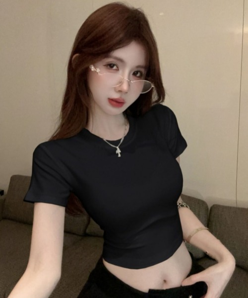 gossip!ロサンゼルス(ゴシップロサンゼルス)の「Y2Kガーリー半袖Tシャツ(カップ付き)(Tシャツ/カットソー・レディース・ブラック/ホワイト・FREE)」の3枚目の写真