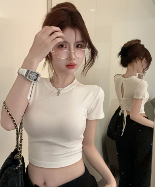 gossip!ロサンゼルス(ゴシップロサンゼルス)の「Y2Kガーリー半袖Tシャツ(カップ付き)(Tシャツ/カットソー・レディース・ブラック/ホワイト・FREE)」の9枚目の写真