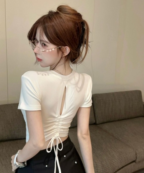 gossip!ロサンゼルス(ゴシップロサンゼルス)の「Y2Kガーリー半袖Tシャツ(カップ付き)(Tシャツ/カットソー・レディース・ブラック/ホワイト・FREE)」の14枚目の写真