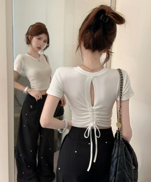 gossip!ロサンゼルス(ゴシップロサンゼルス)の「Y2Kガーリー半袖Tシャツ(カップ付き)(Tシャツ/カットソー・レディース・ブラック/ホワイト・FREE)」の15枚目の写真