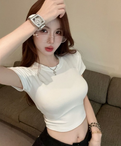 gossip!ロサンゼルス(ゴシップロサンゼルス)の「Y2Kガーリー半袖Tシャツ(カップ付き)(Tシャツ/カットソー・レディース・ブラック/ホワイト・FREE)」の16枚目の写真