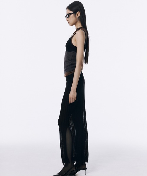 JOSE MOON（ジョゼムーン）の「LINGERIE DETAIL LAYERED KNIT/ランジェリーディテールレイヤードニット（タンクトップ・レディース・サックスブルー/イエロー系その他/ブラック・FREE）」の11枚目の写真