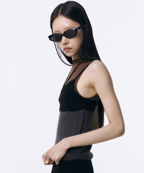 JOSE MOON（ジョゼムーン）の「LINGERIE DETAIL LAYERED KNIT/ランジェリーディテールレイヤードニット（タンクトップ・レディース・サックスブルー/イエロー系その他/ブラック・FREE）」の13枚目の写真