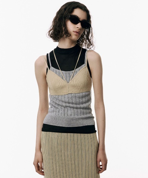 セール】LINGERIE DETAIL LAYERED KNIT/ランジェリーディテール