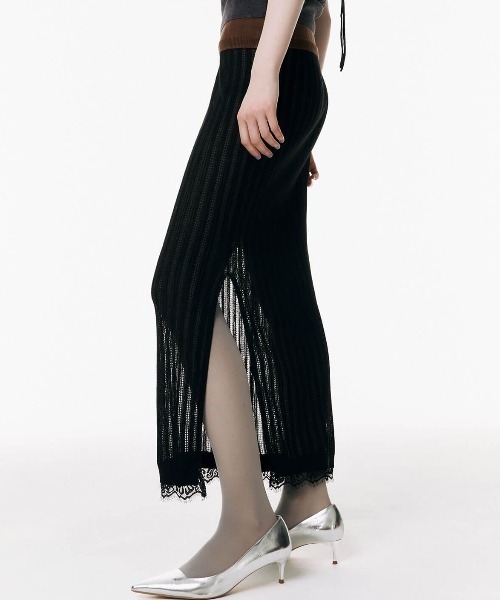 JOSE MOON（ジョゼムーン）の「LINGERIE DETAIL LAYERED KNIT/ランジェリーディテールレイヤードニット（タンクトップ・レディース・サックスブルー/イエロー系その他/ブラック・FREE）」の22枚目の写真