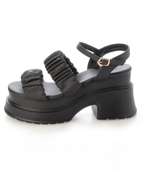 R&E（アールアンドイー）の「【R&E】wee willie シャーリングWストラップ厚底モールドサンダル（サンダル・レディース・アイボリー/ブラック・M/L/S）」の3枚目の写真