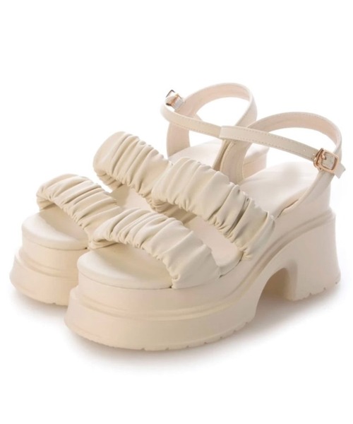 R&E（アールアンドイー）の「【R&E】wee willie シャーリングWストラップ厚底モールドサンダル（サンダル・レディース・アイボリー/ブラック・M/L/S）」の18枚目の写真