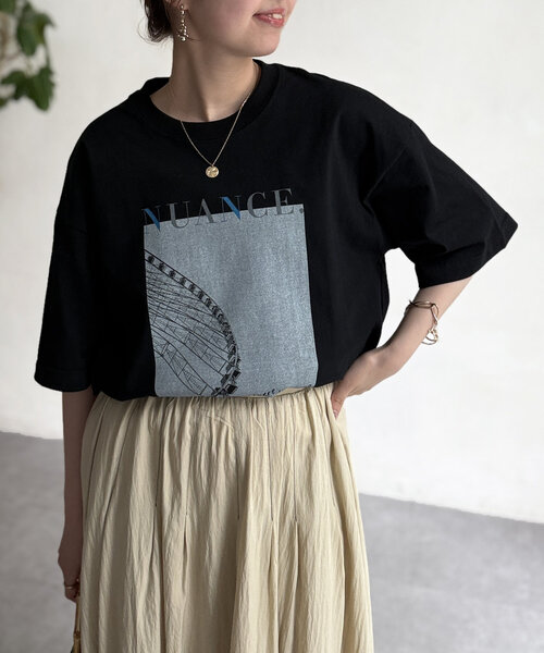 Chez toi(シェトワ)の「フォト×ロゴT(Tシャツ/カットソー・レディース・オフホワイト/チャコールグレー/ブラック・FREE)」の13枚目の写真