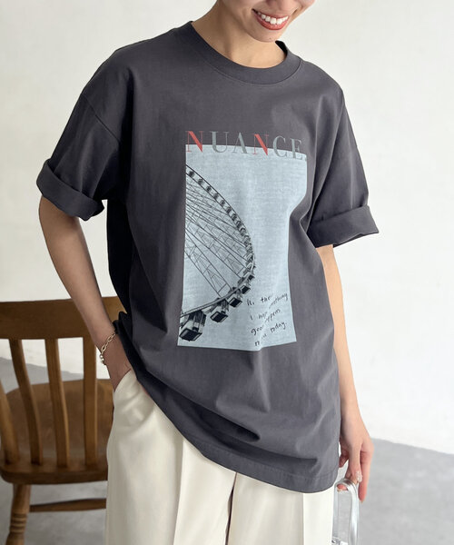 Chez toi(シェトワ)の「フォト×ロゴT(Tシャツ/カットソー・レディース・オフホワイト/チャコールグレー/ブラック・FREE)」の20枚目の写真