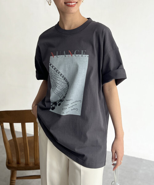 Chez toi(シェトワ)の「フォト×ロゴT(Tシャツ/カットソー・レディース・オフホワイト/チャコールグレー/ブラック・FREE)」の21枚目の写真