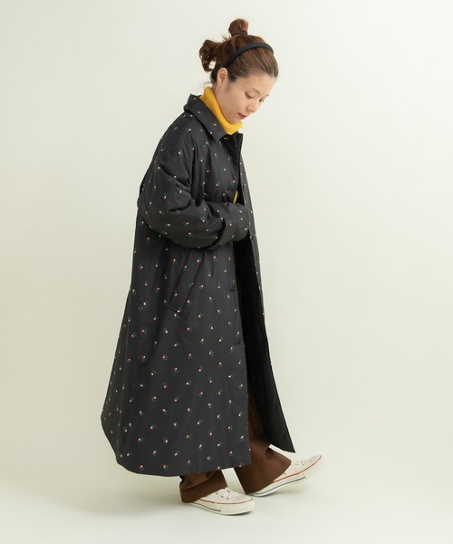 CHILD WOMAN(チャイルドウーマン)の「EVOダウン 小花刺繍ステンコート(ステンカラーコート・レディース・ブラック/カーキ・FREE)」の12枚目の写真
