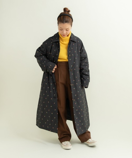 CHILD WOMAN(チャイルドウーマン)の「EVOダウン 小花刺繍ステンコート(ステンカラーコート・レディース・ブラック/カーキ・FREE)」の14枚目の写真