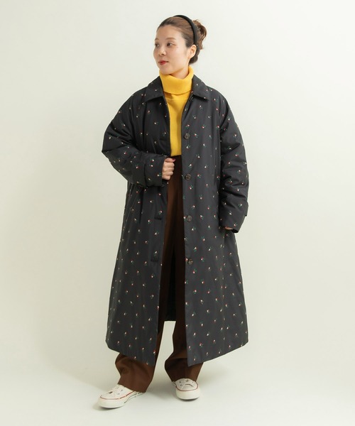 CHILD WOMAN(チャイルドウーマン)の「EVOダウン 小花刺繍ステンコート(ステンカラーコート・レディース・ブラック/カーキ・FREE)」の11枚目の写真