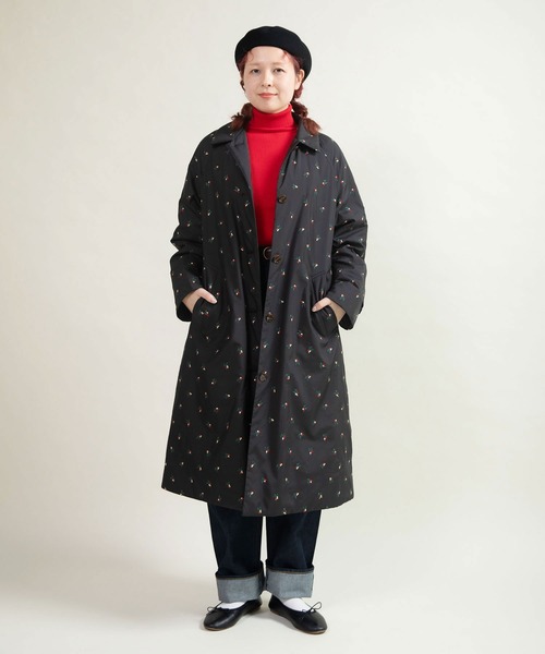 CHILD WOMAN（チャイルドウーマン）の「EVOダウン 小花刺繍ステンコート（ステンカラーコート・レディース・ブラック/カーキ・FREE）」の14枚目の写真