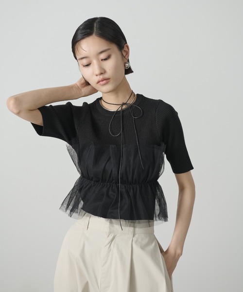 AIC.（エーアイシー）の「チュールデザインリブニットトップス（その他トップス・レディース・ホワイト/ブラック・FREE）」の20枚目の写真